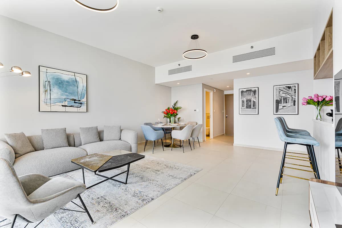 Living area of the 3-bedroom apartment at downtown views ii