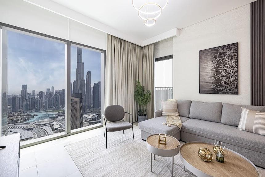 Living area of the 2-bedroom apartment at downtown views ii