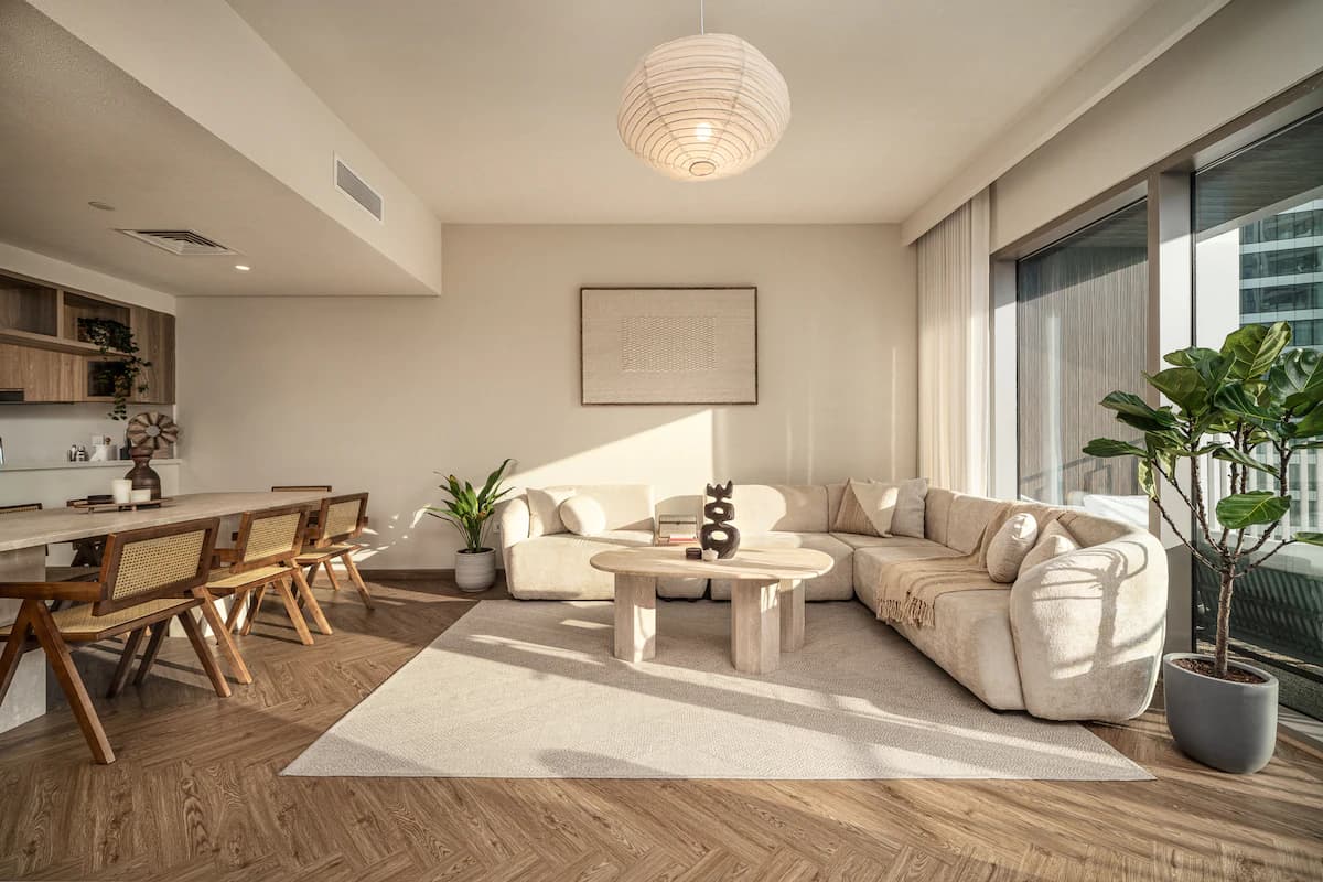 Living area of the 4-bedroom apartment at downtown views ii