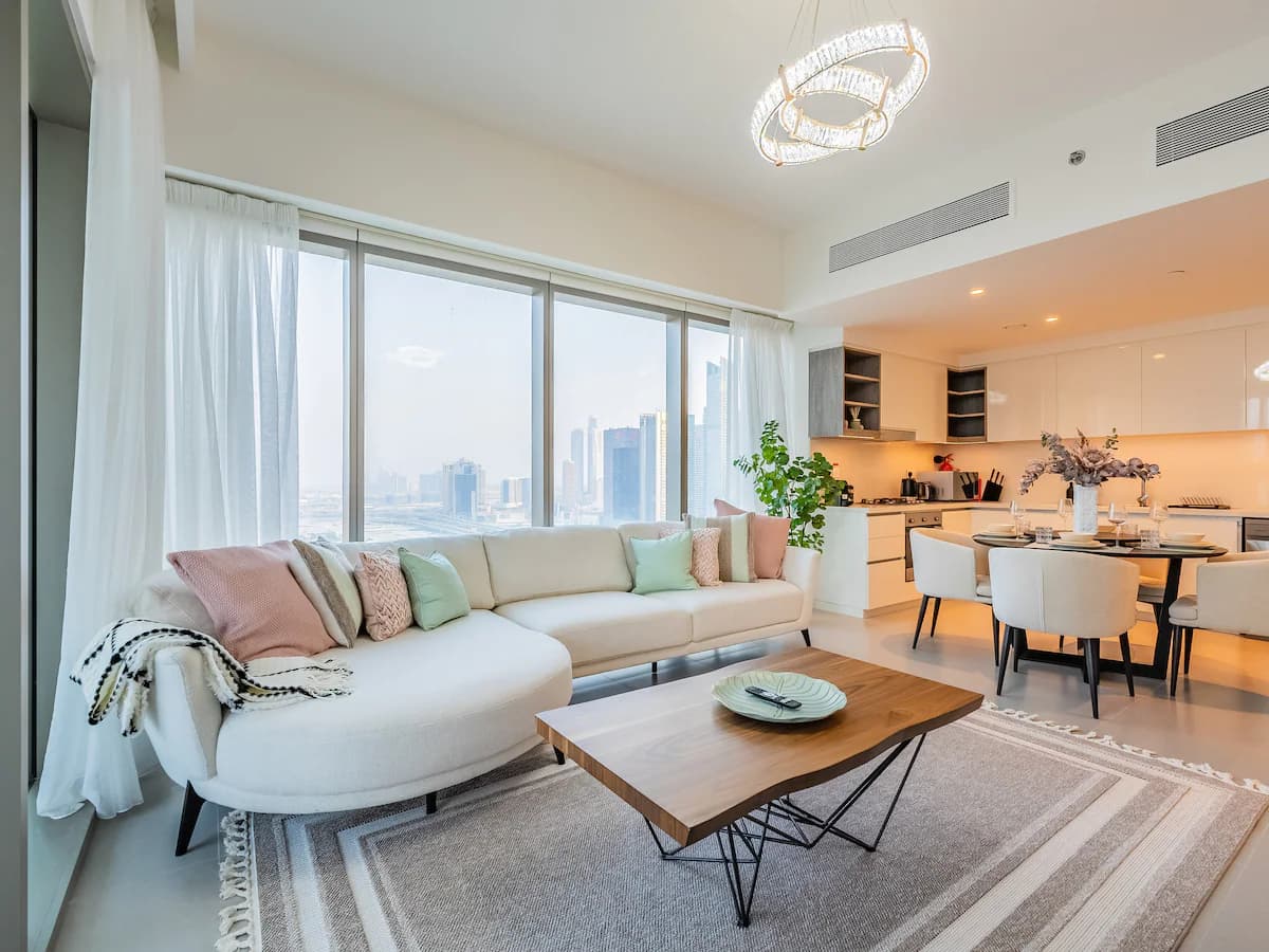 Living area of the 2-bedroom apartment at downtown views ii