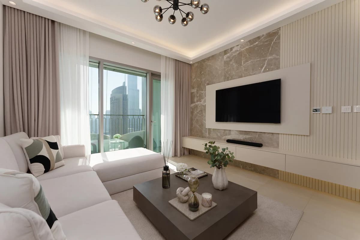 Living area of the 2-bedroom apartment at downtown views ii